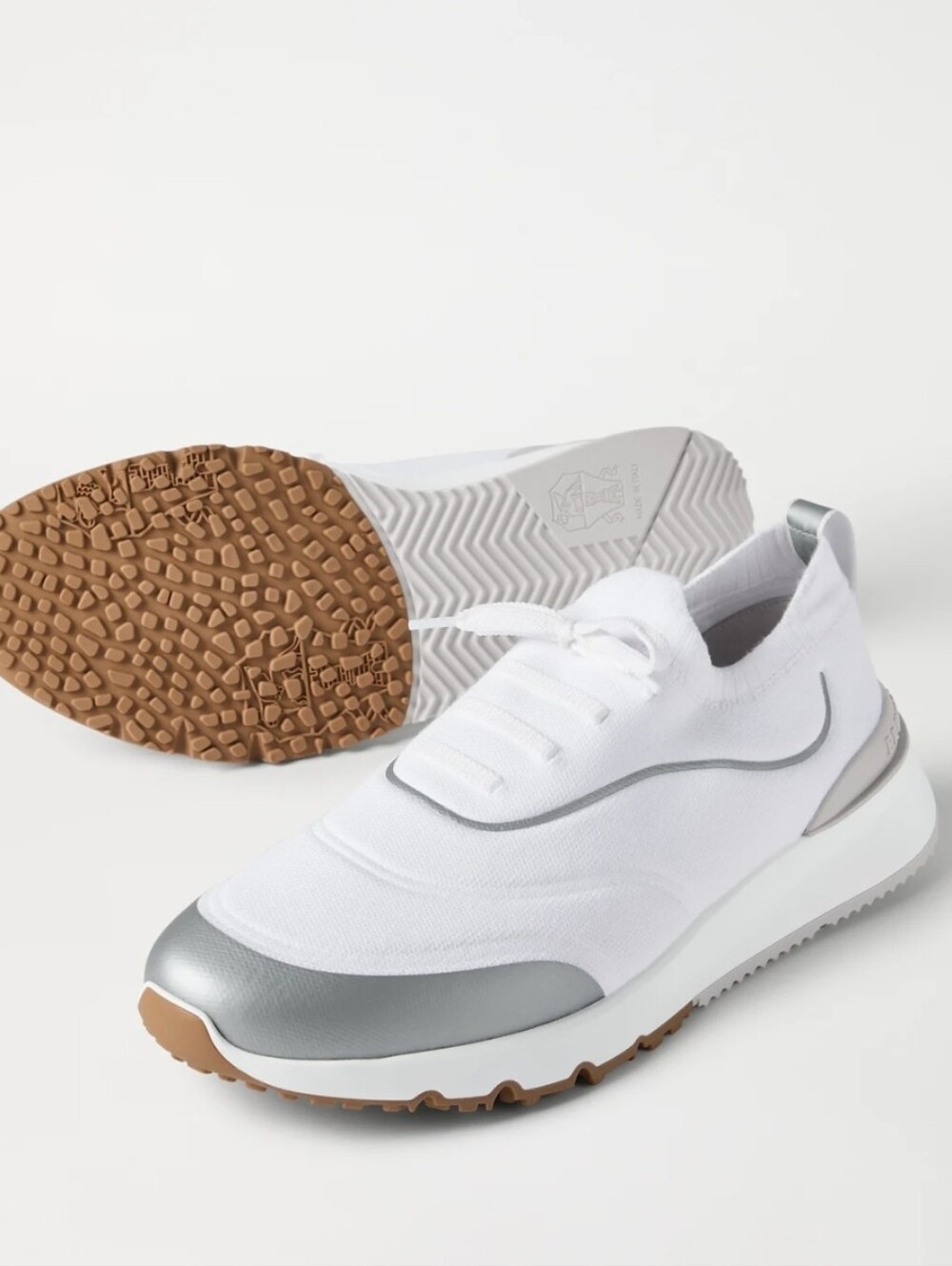 Brunello Cucinelli White Knit Slip-On Sneakers Size 9 / 42 New With Tags